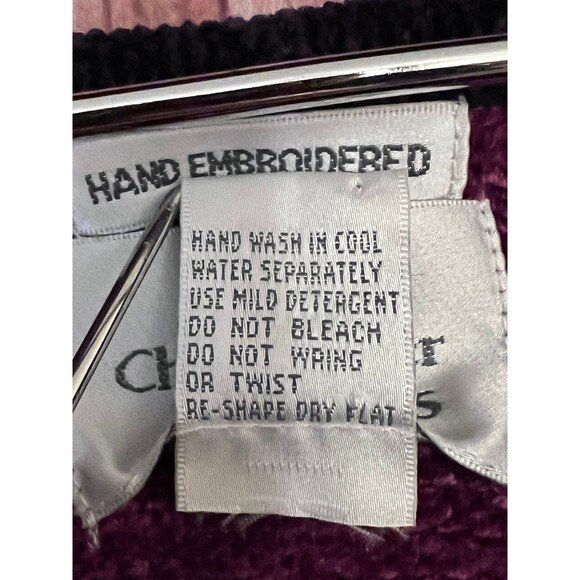 CHRISTOPHER & BANKS Velour Cardigan Sweater Hand Embroidered Size M (Bx 12) - Picture 9 of 9